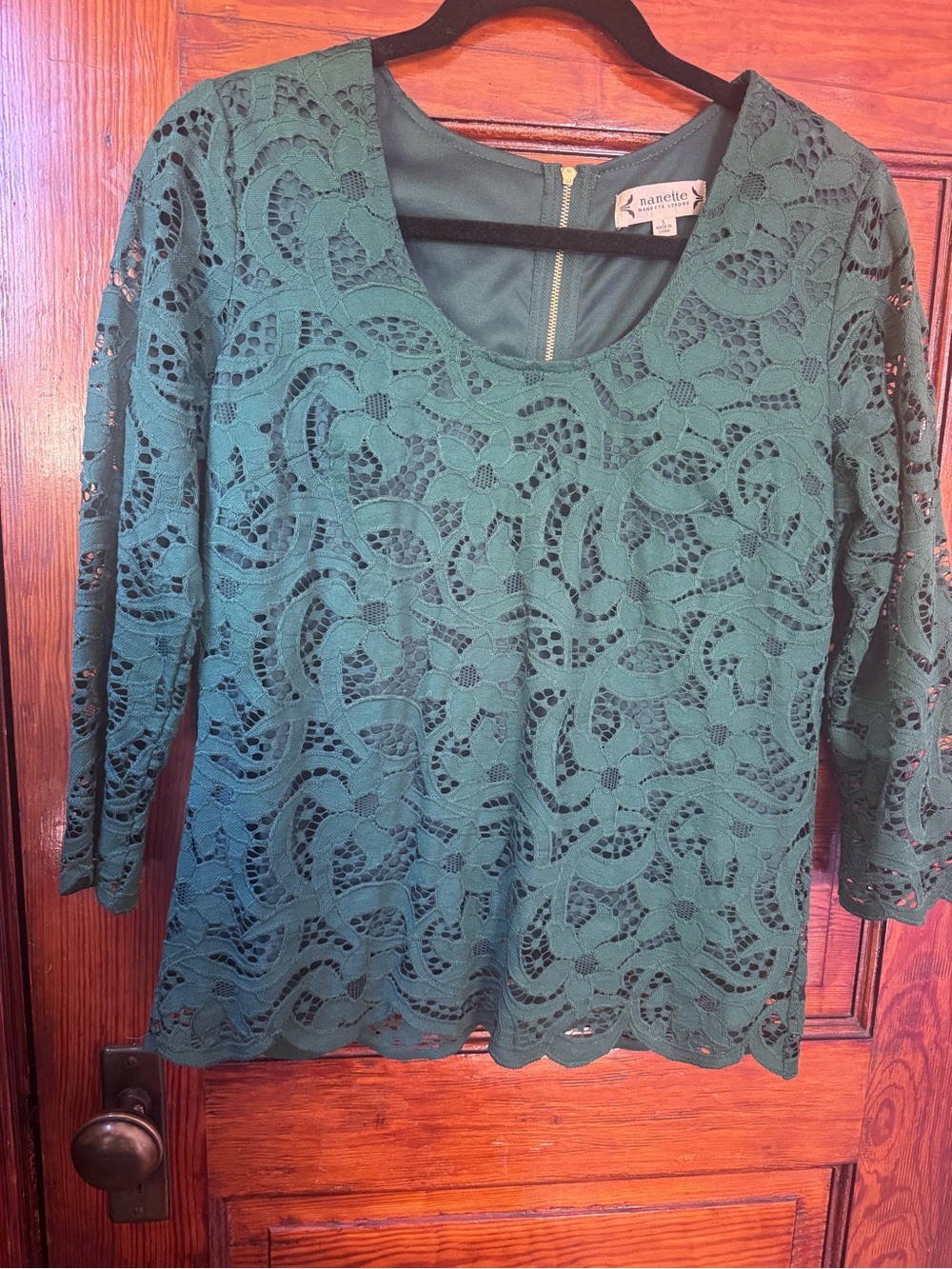 Nanette Lepore Green Lace Blouse – Small